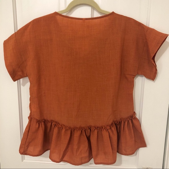 SHEIN Rust Orange Peplum Top - Picture 3 of 3